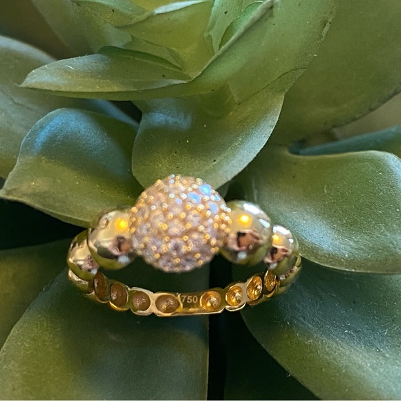 18K Real Gold Bubble Ring with Stone - Picture 16 of 16
